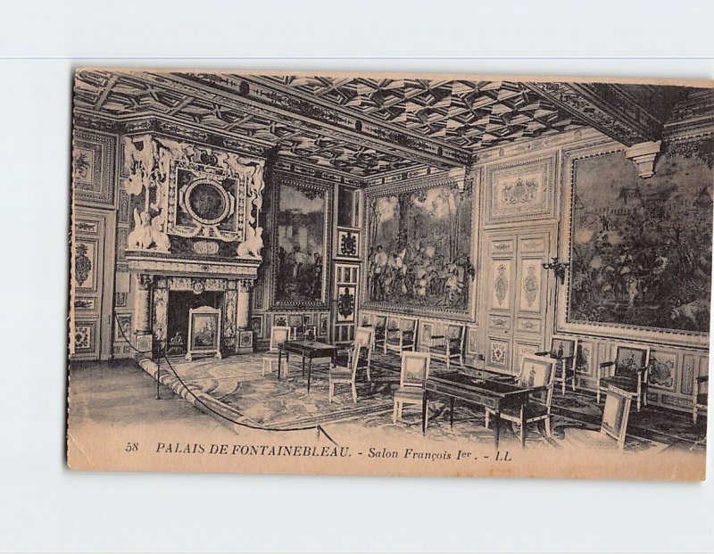 Postcard Salon François Ier, Palais de Fontainebleau, France