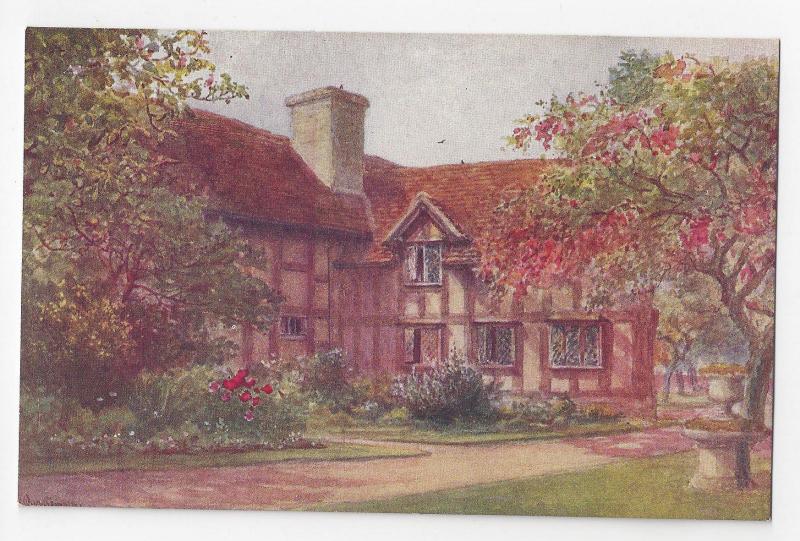 UK Stratford on Avon Garden Shakespeares Birthplace Quatremain Watercolor PC