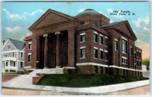 SIOUX FALLS, South Dakota  SD   CITY TEMPLE  (Baptist Church)  1924  Postcard