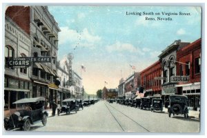 1921 Looking South Virginia Street Exterior Store Building Reno Nevada Postcard