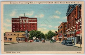 1941 Mobile, AL Admiral Semmes Hotel Bus Depot Greyhound Overbey YMCA Teich A204