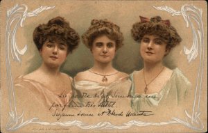 Beautiful Women Art Nouveau Advertising? Perfume? French c1900 Postcard