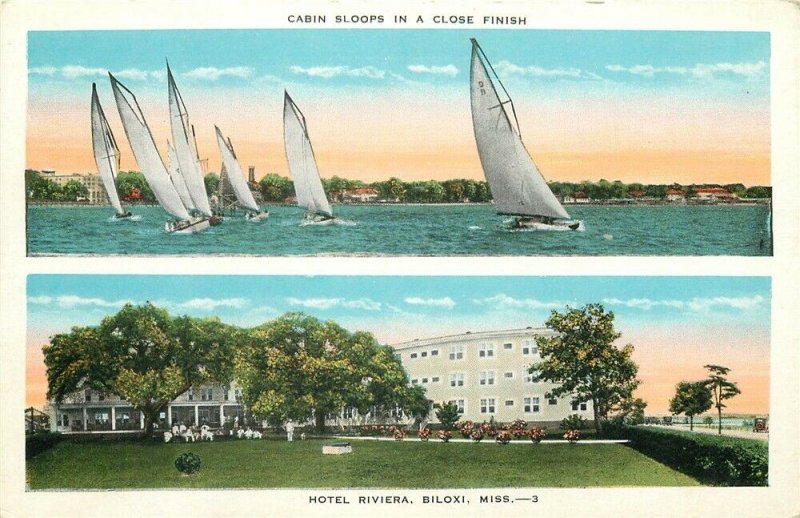 MS, Biloxi, Mississippi, Hotel Riviera, Cabin Sloops in Close Finish, E.C. Kropp