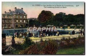 Paris Old Postcard Gardens of Luxembourg pool