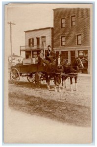 c1910's Grocery Store Horse Wagon Children RPPC Unposted Photo Postcard