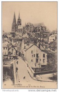 View of la Cathedrale de Chartres from la Rue du Bourg, Chartres, France 1900...