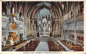 Montreal Quebec~Notre Dame Church Interior~Crucifix~1920s Postcard