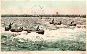 Vintage Postcard 1908 View of Shooting The Rapids Sault Ste. Marie Michigan MI