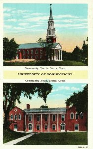 Vintage Postcard 1949 Community Church And House University Of Connecticut CT
