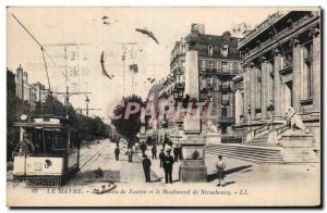 Old Postcard Le Havre The courthouse and the Boulevard de Strasbourg Tram