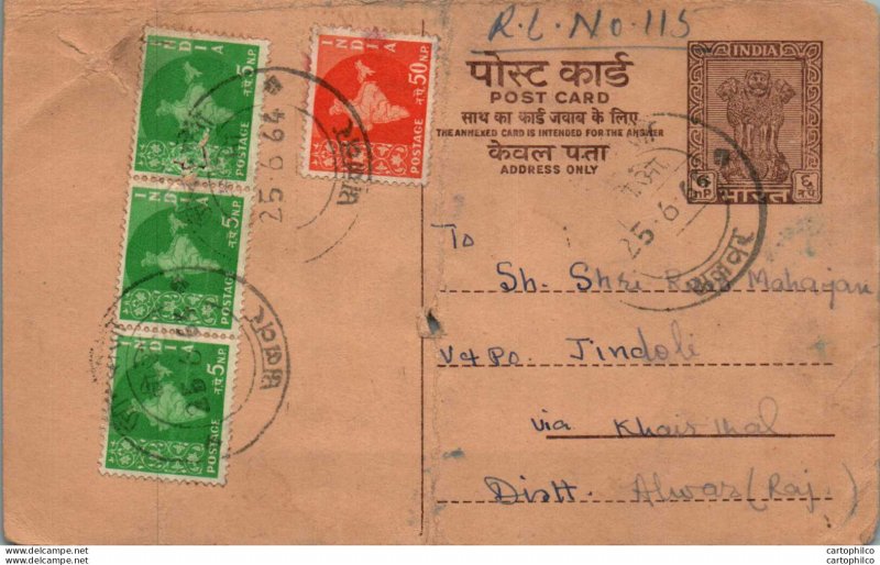 India Postal Stationery Ashoka 6p