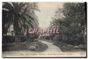 Postcard Old French Riviera Hyeres Grand Hotel des Palmiers Park
