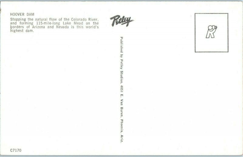 Aerial View Hoover Dam Downstream Upstream Views Postcard