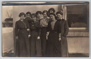 RPPC Group of Young Ladies Schoolmates Edwardian Women Postcard D27