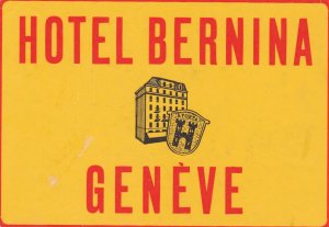 Switzerland Geneve Hotel Bernina Vintage Luggage Label sk2882