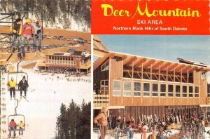 SD South Dakota  DEER MOUNTAIN SKI AREA  Lodge~Skiers~Chairlift  4X6 Postcard