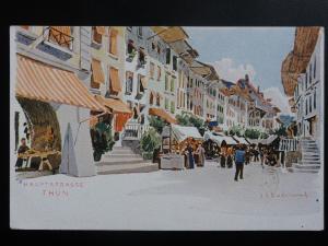 Switzerland: Hauptstrasse THUN, from original Art by J.J. Redmond - Old Postcard