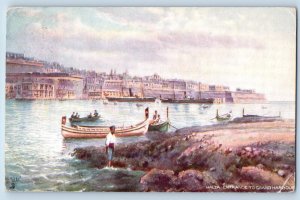 Malta Postcard Entrance to Grand Harbour c1910 Antique Oilette Tuck Art