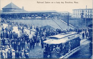 Railroad Station Brockton MA Massachusetts #331 This is Holmes Postcard H5