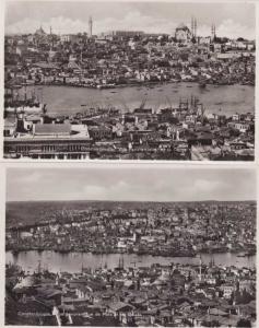 (2 cards) RPPC Constantinople Now Instanbul Turkey - Pera Gaiate and Golden Horn