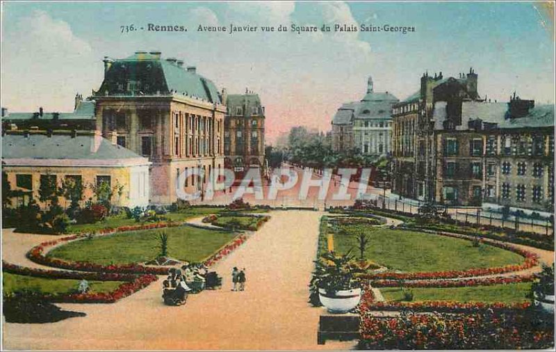 Postcard Old Rennes Avenue Janvier view of Palace Square Saint Georges