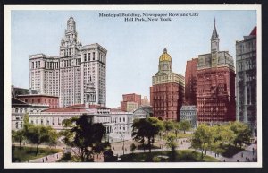 NEW YORK CITY Municipal Building Newspaper Row and City Hall Park - White Border