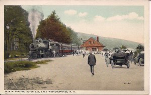 Alton Bay NH, Train Station, Depot, Steam Locomotive, RR, 1914, Winnipesaukee