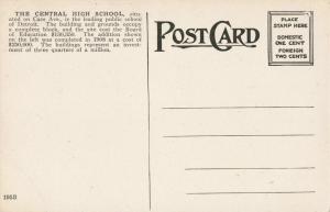 Postcard Central High School Detroit Michigan