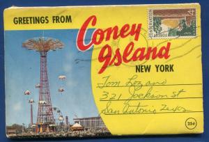 Coney Island New York ny chrome old Postcard Folder
