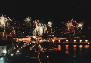 Vintage Postcard Madeira Fireworks In The Night Of S. Silvestre Funchal Portugal