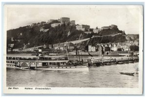 1931 The Rhine Koblenz Ehrenbreitstein Germany Vintage RPPC Photo Postcard