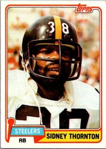 1981 Topps Football Card Sidney Thornton Pittsburgh Steelers sk60477