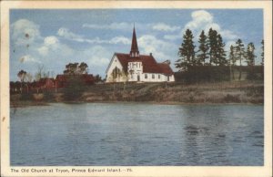 Tryon Prince Edward Island PEI Old Church Vintage Postcard