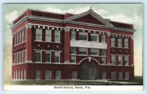 BELOIT, Wisconsin WI ~ MERRILL SCHOOL 1910 Rock County  Postcard