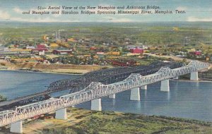 Tennesse Memphis Aerial View Of The New Memphis And Arkansas Bridge 1950