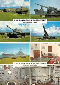 2~4X6 Postcards AL, Mobile USS ALABAMA BATTLESHIP PARK Ship~Tanks~Guns MILITARY