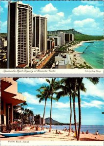 2~4X6 Postcards Honolulu, HI Hawaii HYATT REGENCY HOTEL~Henmeter Center & BEACH