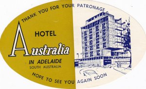 Australia Adelaide Hotel Australia Vintage Luggage Label sk2253