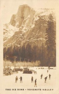 RPPC Ice Skating Rink YOSEMITE VALLEY Ice Skaters ca 1930s Vintage Postcard