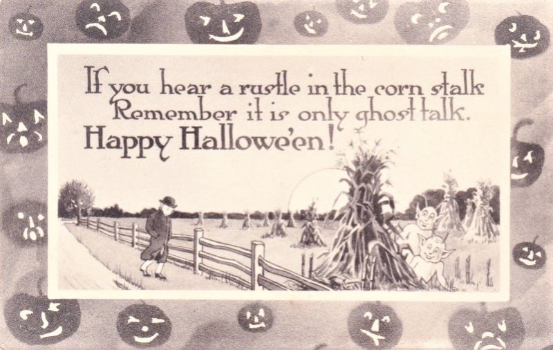 Happy Halloween Black & White. Square inner box with outer border of JOC's