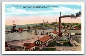Ironwood Michigan~Pabst Mine~G Shaft~Collapse 1926~Engine Boiler~Houses~1920s Pc