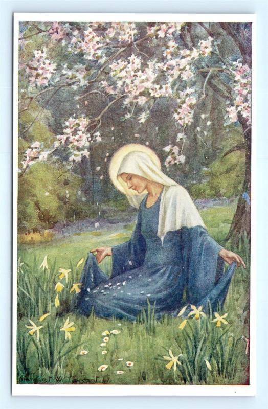 Postcard A/S Margaret Tarrant Madonna of The Meadows Medici Society J12