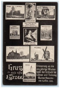 c1910 Greetings from Lutzen Saxony-Anhalt Germany Multiview Posted Postcard