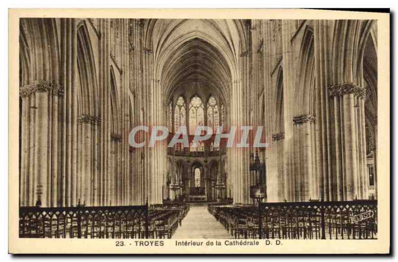 Postcard Old Troyes Interior of the Cathedral