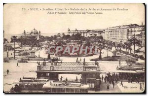 Postcard Old Nice Gardens Albert Palace Jetee and Verdun Avenue Streetcar