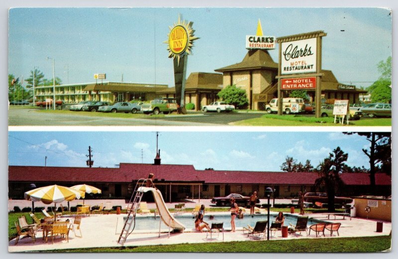 Quality Inn Clark's And Restuarant Santee South Carolina Pool & Grounds Postcard