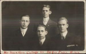 Fergus Falls MN NW College Harmony 4 Singers 1914 Real Photo Postcard