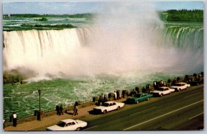Vtg Niagara Falls Canada Horseshoe Falls 1970s Street View Old Cars Postcard
