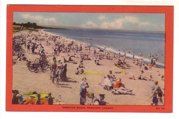 People Bicycles, Beach, Hamilton, Ontario, Red Border Bond Street Series 