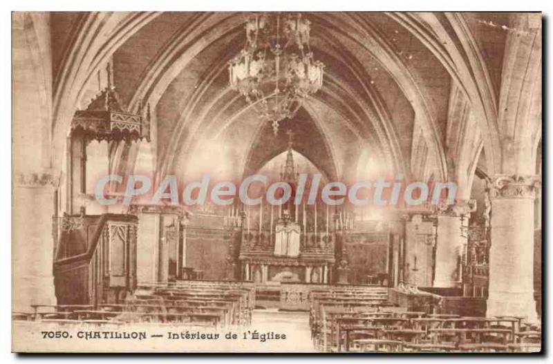 Old Postcard Chatillon Interior of the Church